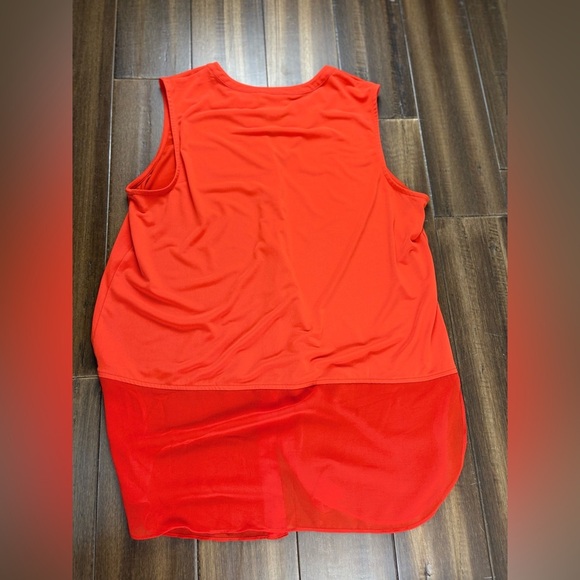 Carmen Marc Valvo Blouse size L Flowy Tank Top Sheer V Neck Satin - Picture 6 of 9